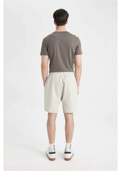 %100 Pamuk Slim Fit Dar Kesim Dar Paça Cepli Basic Düz Şort B8673AX24SM