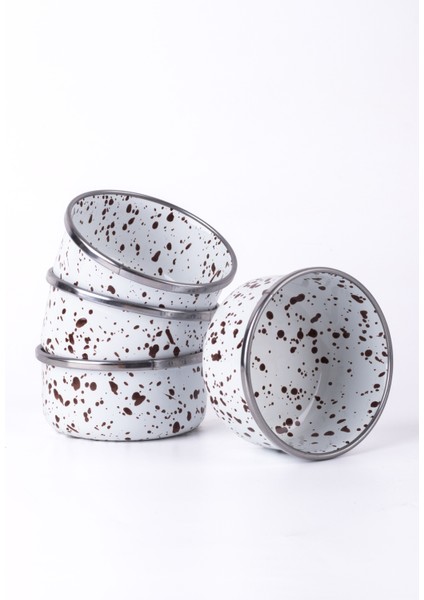 Speckles Emaye 4’lü Kase Çerezlik, Kahvaltılık, Reçellik, Zeytinlik, Sunumluk Seti 8cm 200 ml