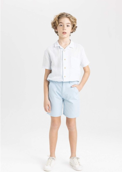Erkek Çocuk Cepli Basic Düz Gabardin Şort C2955A824SM