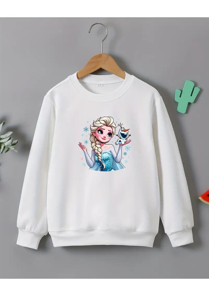 Kız Çocukları Için Elsa Baskılı Uzun Kollu T-Shirt