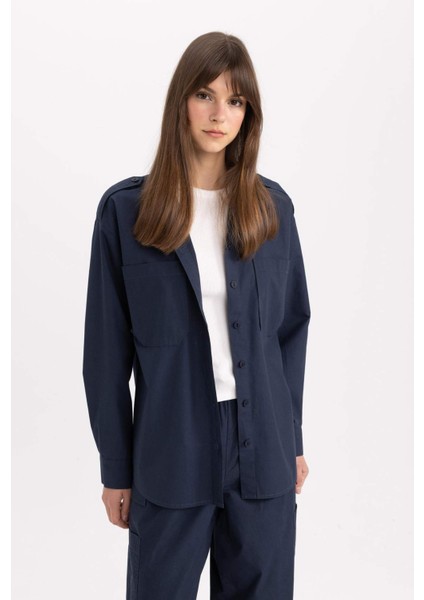 Relax Fit Poplin Uzun Kollu Tesettür Gömlek Tunik C2145AX24SP