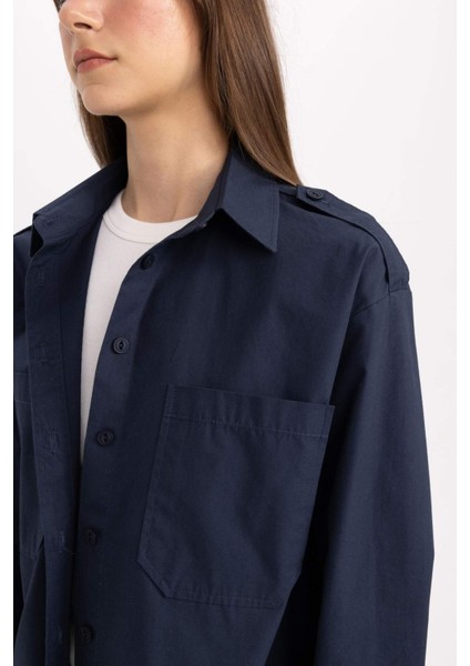 Relax Fit Poplin Uzun Kollu Tesettür Gömlek Tunik C2145AX24SP