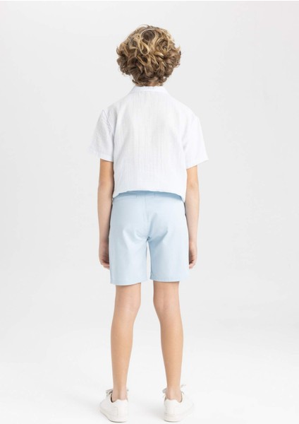 Erkek Çocuk Cepli Basic Düz Gabardin Şort C2955A824SM