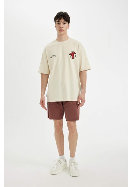 %100 Pamuk Slim Fit Dar Kesim Dar Paça Cepli Basic Düz Şort B8673AX24SM