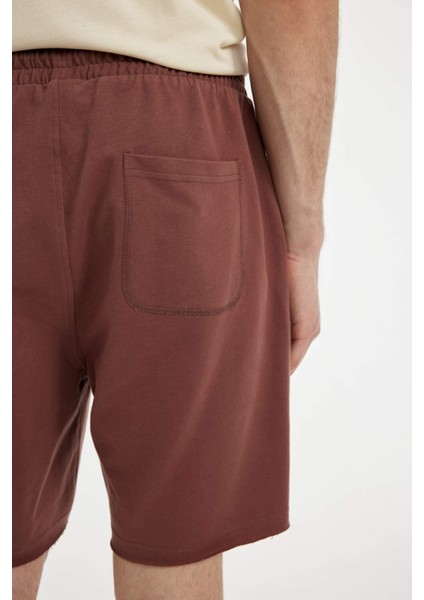 %100 Pamuk Slim Fit Dar Kesim Dar Paça Cepli Basic Düz Şort B8673AX24SM