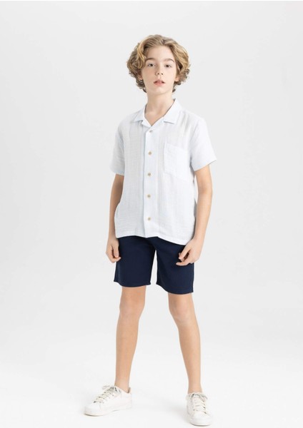Erkek Çocuk Cepli Basic Düz Gabardin Şort C2955A824SM