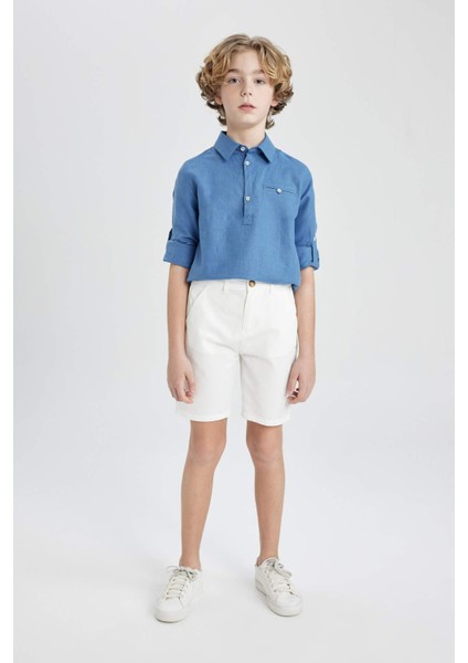 Erkek Çocuk Cepli Basic Düz Gabardin Şort C2955A824SM
