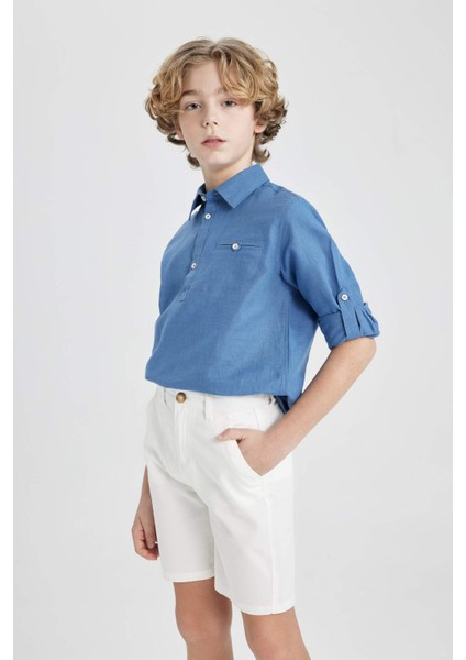 Erkek Çocuk Cepli Basic Düz Gabardin Şort C2955A824SM