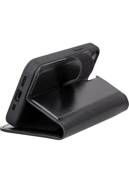 Apple iPhone 13 Mini Uyumlu Deri Cüzdanlı Kılıf Rst1 Siyah modelleri