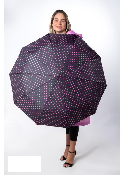 Renkli Benekli Puantiyeli Fiber 10 Telli Tam Otomatik Rüzgara Dayanıklı Kadın Şemsiye fiyatları