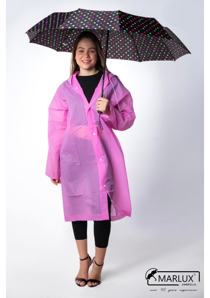 Renkli Benekli Puantiyeli Fiber 10 Telli Tam Otomatik Rüzgara Dayanıklı Kadın Şemsiye