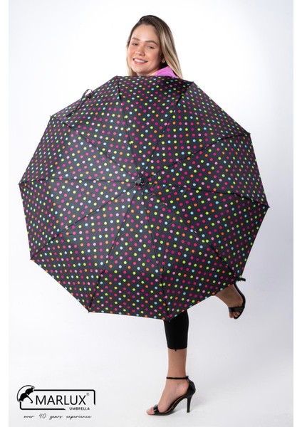 Renkli Benekli Puantiyeli Fiber 10 Telli Tam Otomatik Rüzgara Dayanıklı Kadın Şemsiye fırsatları