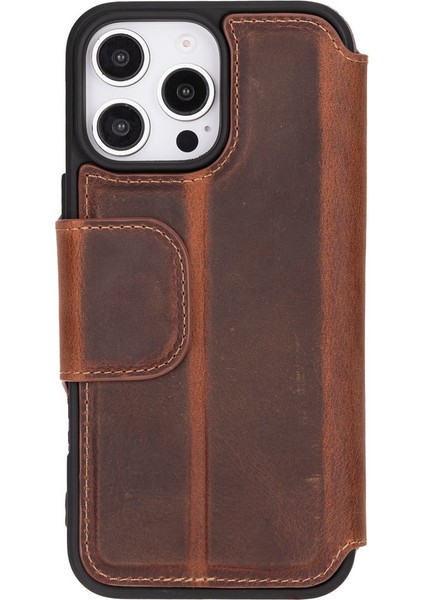 Apple iPhone 16 Pro Max Uyumlu, Hakiki Deri, El Yapımı, Cüzdanlı Kılıf, Antik Kahve fırsatları