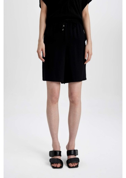 Yüksek Bel Kısa Paça Belmando Basic Düz Şort I6760AZ24HS