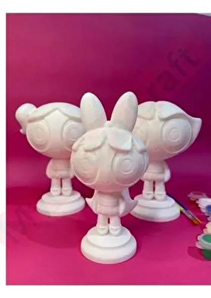 Powerpuff Girls 3’lü Boyama Seti (Blossom, Bubbles, Buttercup) 10 cm Su Bazlı Akrilik Boya Seti