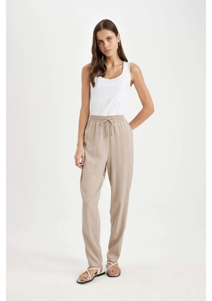 Belmando Harem Kumaş Pantolon Cepli Normal Bel Basic Düz Paça L3164AZ24SM