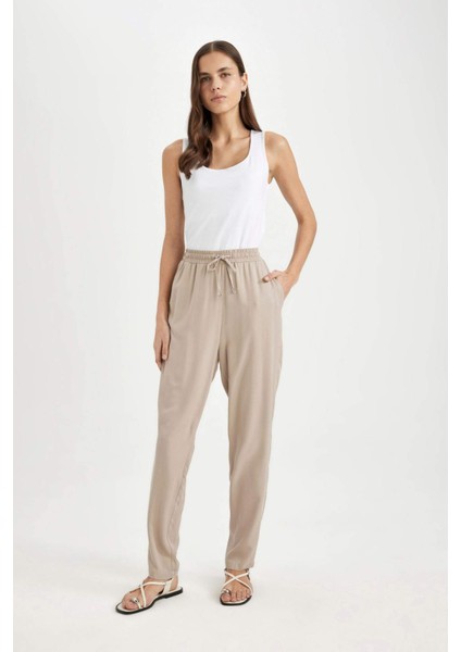 Belmando Harem Kumaş Pantolon Cepli Normal Bel Basic Düz Paça L3164AZ24SM
