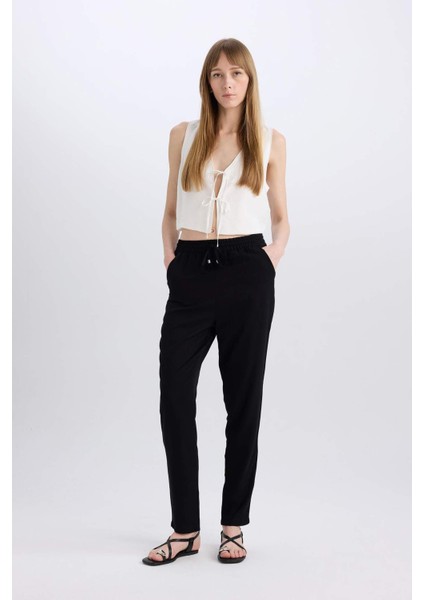 Belmando Harem Kumaş Pantolon Cepli Normal Bel Basic Düz Paça L3164AZ24SM