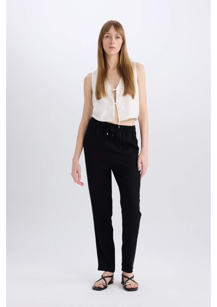 Belmando Harem Kumaş Pantolon Cepli Normal Bel Basic Düz Paça L3164AZ24SM