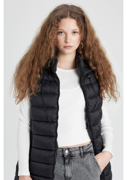 Su Geçirmez Şişme Yelek Kapüşonlu Fermuarlı Cepli Kalın Mevsimlik A0976AX24AU