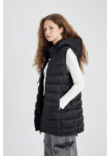 Su Geçirmez Şişme Yelek Kapüşonlu Fermuarlı Cepli Kalın Mevsimlik A0976AX24AU