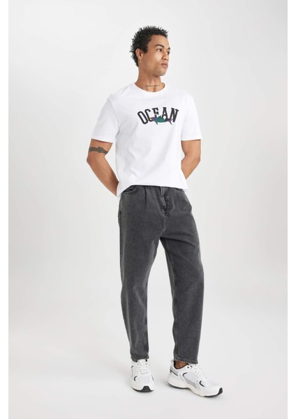 Regular Fit Bisiklet Yaka Baskılı Kısa Kollu Tişört B8935AX24SM