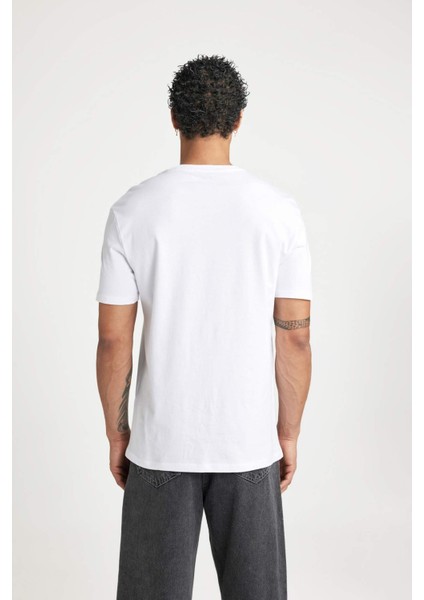 Regular Fit Bisiklet Yaka Baskılı Kısa Kollu Tişört B8935AX24SM