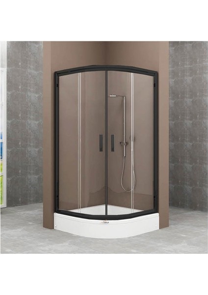 Siyah Profil Duşakabin + Oval Duş Teknesi