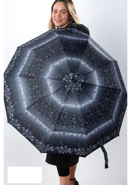 Kırmızı - Siyah Desenli Premium Seri 10 Telli Ahşap Saplı Tam Otomatik Kadın Şemsiye modelleri