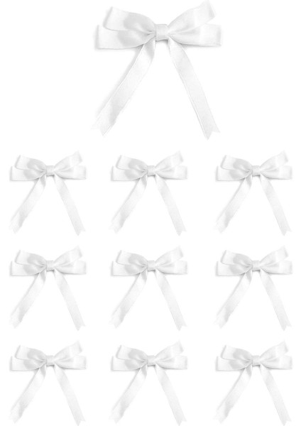 10 Adet Beyaz Saten Fiyonk Süsleme Küçük Kurdele Seti modelleri