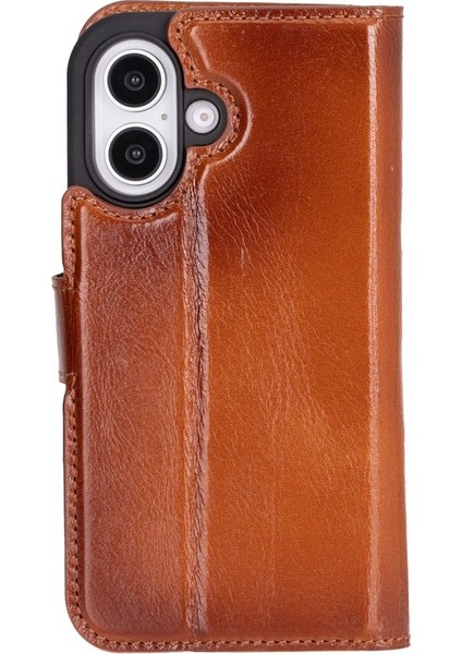 Apple iPhone 16 Plus Uyumlu, Hakiki Deri, El Yapımı, Cüzdanlı Kılıf, Gölgeli Taba indirimleri