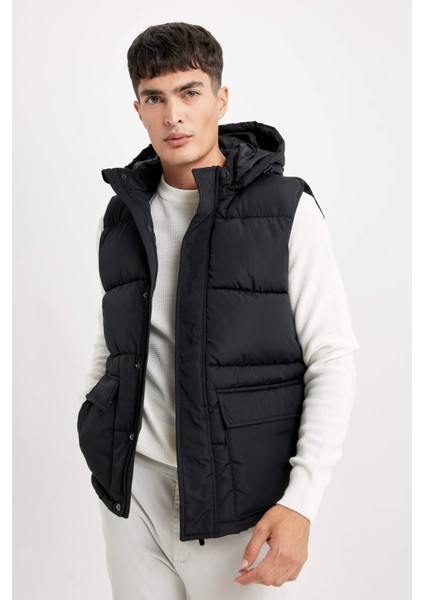 Su İtici Hafif Şişme Yelek Çıkarılabilir Kapüşonlu Fermuarlı Cepli Mevsimlik W5509AZ24AU