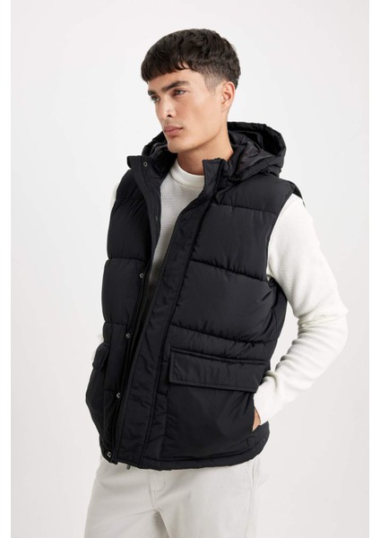 Su İtici Hafif Şişme Yelek Çıkarılabilir Kapüşonlu Fermuarlı Cepli Mevsimlik W5509AZ24AU