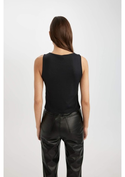 Slim Fit Dar Kesim U Yaka Basic Düz Atlet C2622AX24SP
