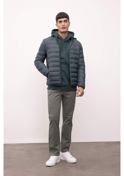 Su İtici Hafif Şişme Mont Slim Fit Dar Kesim Kapüşonlu Fermuarlı Cepli Mevsimlik N4661AZ24AU