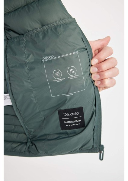 Su İtici Hafif Şişme Mont Slim Fit Dar Kesim Kapüşonlu Fermuarlı Cepli Mevsimlik N4661AZ24AU