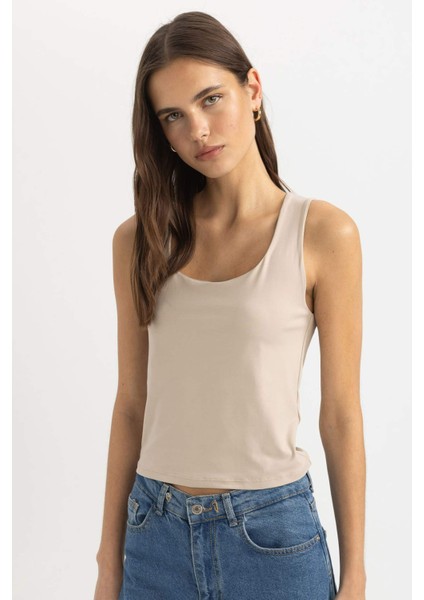 Slim Fit Dar Kesim U Yaka Basic Düz Atlet C2622AX24SP