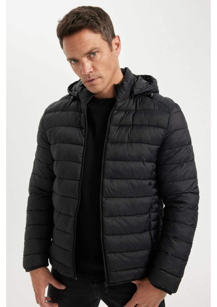 Su İtici Hafif Şişme Mont Slim Fit Dar Kesim Kapüşonlu Fermuarlı Cepli Mevsimlik N4661AZ24AU