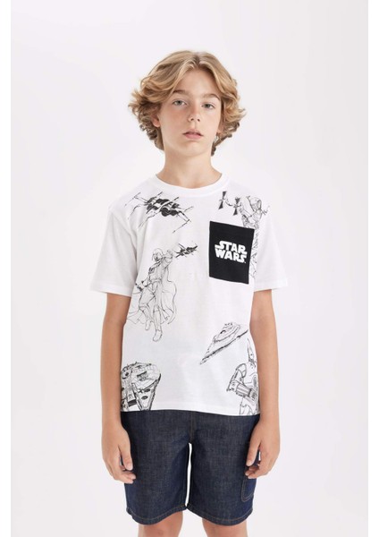 Erkek Çocuk Star Wars Bisiklet Yaka Kısa Kollu Tişört C3110A824HS