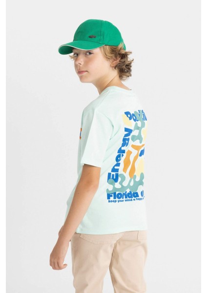 Erkek Çocuk Bisiklet Yaka Baskılı Kısa Kollu Tişört C4661A824HS