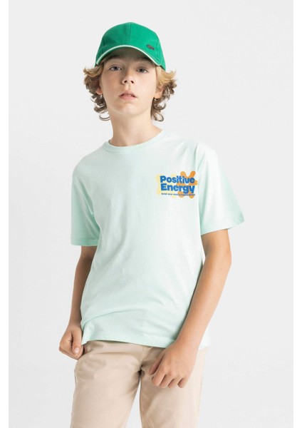 Erkek Çocuk Bisiklet Yaka Baskılı Kısa Kollu Tişört C4661A824HS