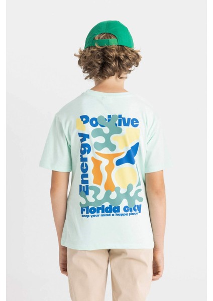 Erkek Çocuk Bisiklet Yaka Baskılı Kısa Kollu Tişört C4661A824HS