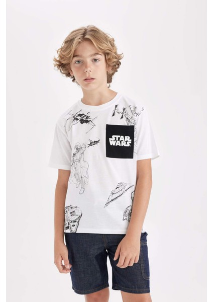 Erkek Çocuk Star Wars Bisiklet Yaka Kısa Kollu Tişört C3110A824HS