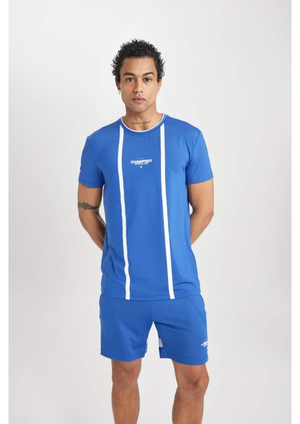 Fit Standart Fit Bisiklet Yaka Baskılı Kısa Kollu Sporcu Tişört B5020AX24SP