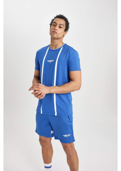 Fit Standart Fit Bisiklet Yaka Baskılı Kısa Kollu Sporcu Tişört B5020AX24SP