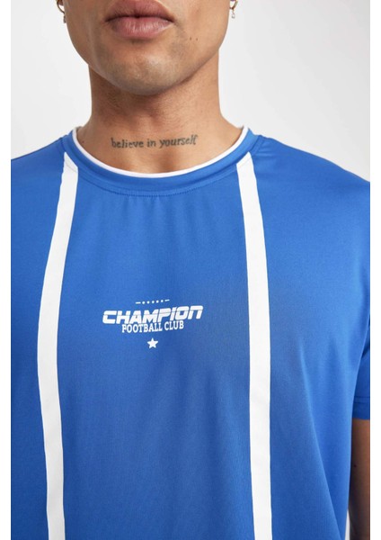 Fit Standart Fit Bisiklet Yaka Baskılı Kısa Kollu Sporcu Tişört B5020AX24SP