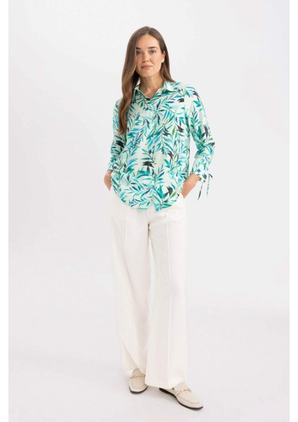 Regular Fit Desenli Uzun Kollu Gömlek C3820AX24SM