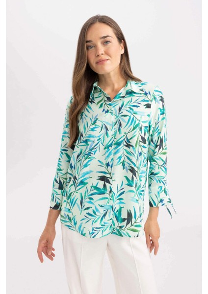 Regular Fit Desenli Uzun Kollu Gömlek C3820AX24SM