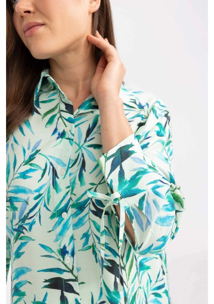 Regular Fit Desenli Uzun Kollu Gömlek C3820AX24SM