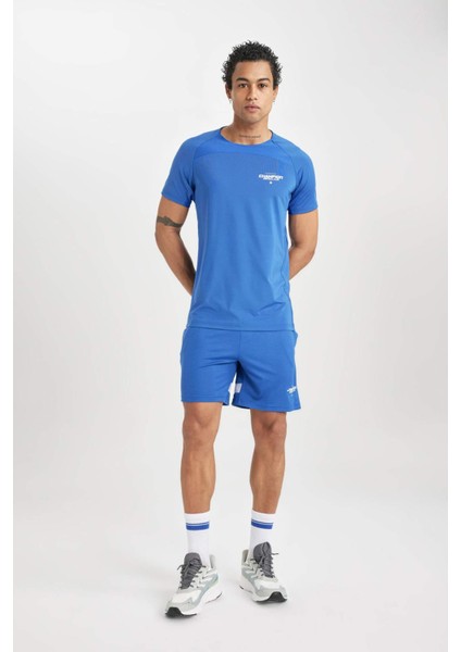 Fit Slim Fit Dar Kesim Bisiklet Yaka Baskılı Kısa Kollu Sporcu Tişört B5019AX24SP